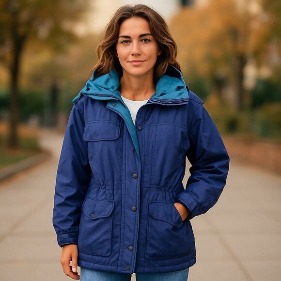 𝅺solstice Vintage Blue Gor-tex 80's Y2K Ski Snowboard Parka Jacket Size Medium - Picture 1 of 13